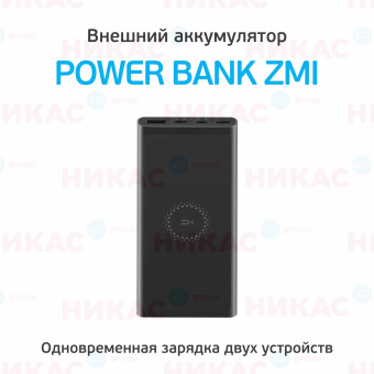 Внешний аккумулятор с поддержкой беспроводной зарядки Power Bank Xiaomi ZMI 10000 mAh (WPB100) Black